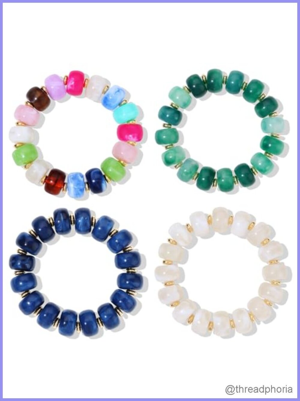 4 Pcs Chunky Acrylic Beaded Bracelets for Women Stretch Elastic Boho Statement